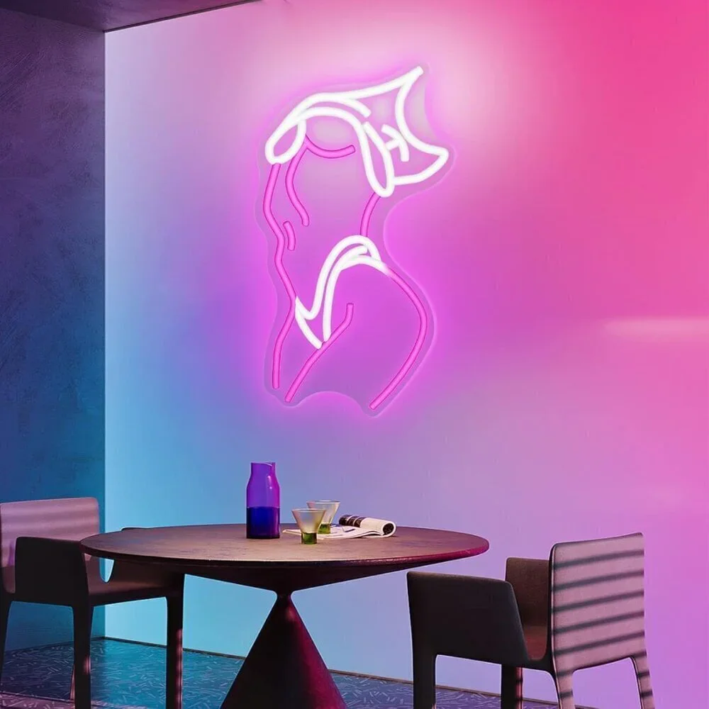 🆕Lady Neon Wall Decor Pink White LED Light Sign for Preppy Room Decor Light